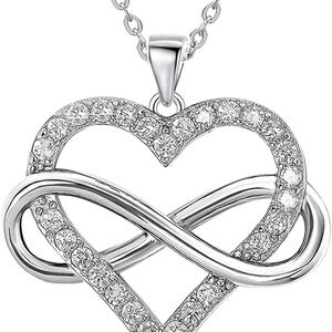Silver Heart Infinity Pendant Necklace